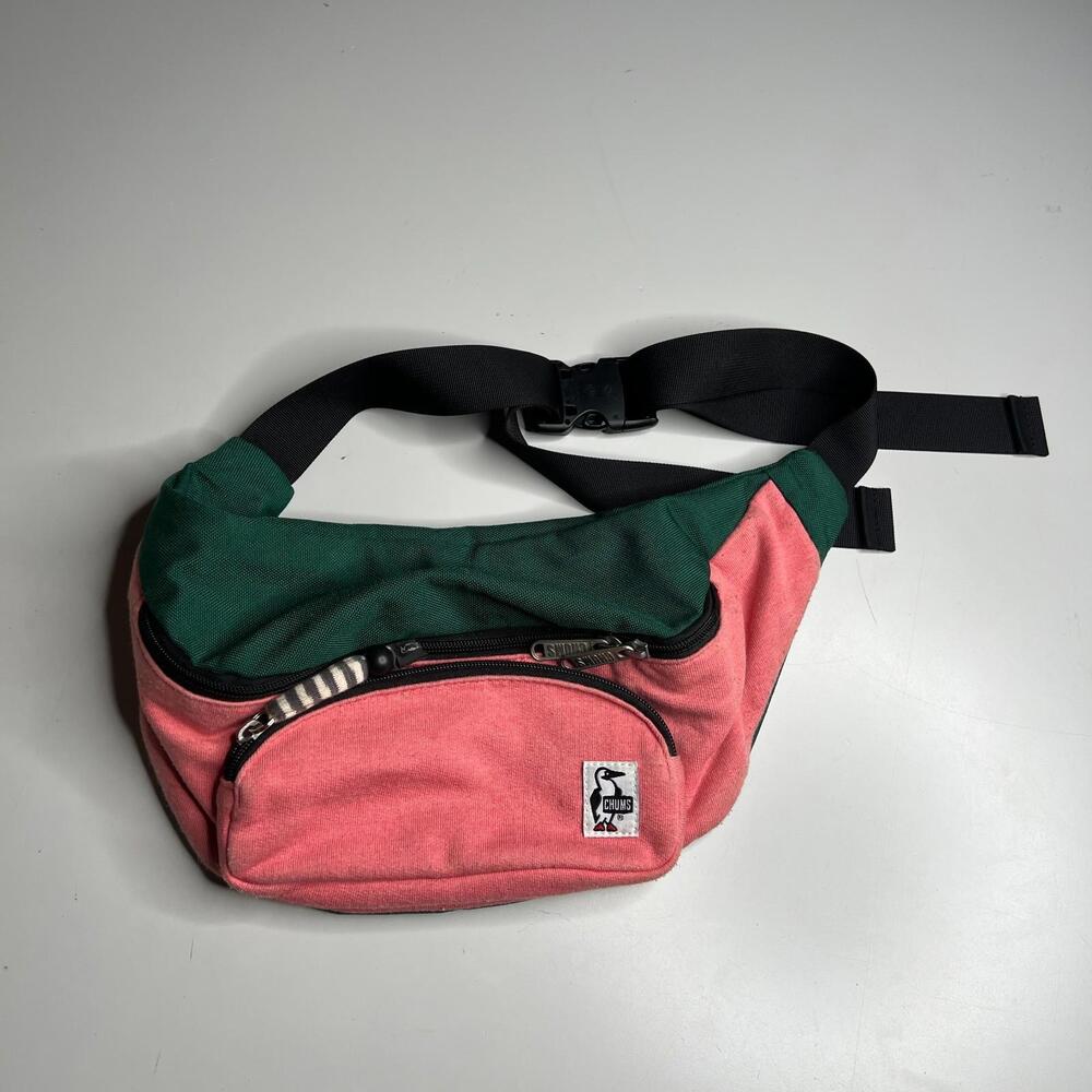 CHUMS Waist Pack Fanny Pack Pink Green Colorblock Zip Pouch‎ USA